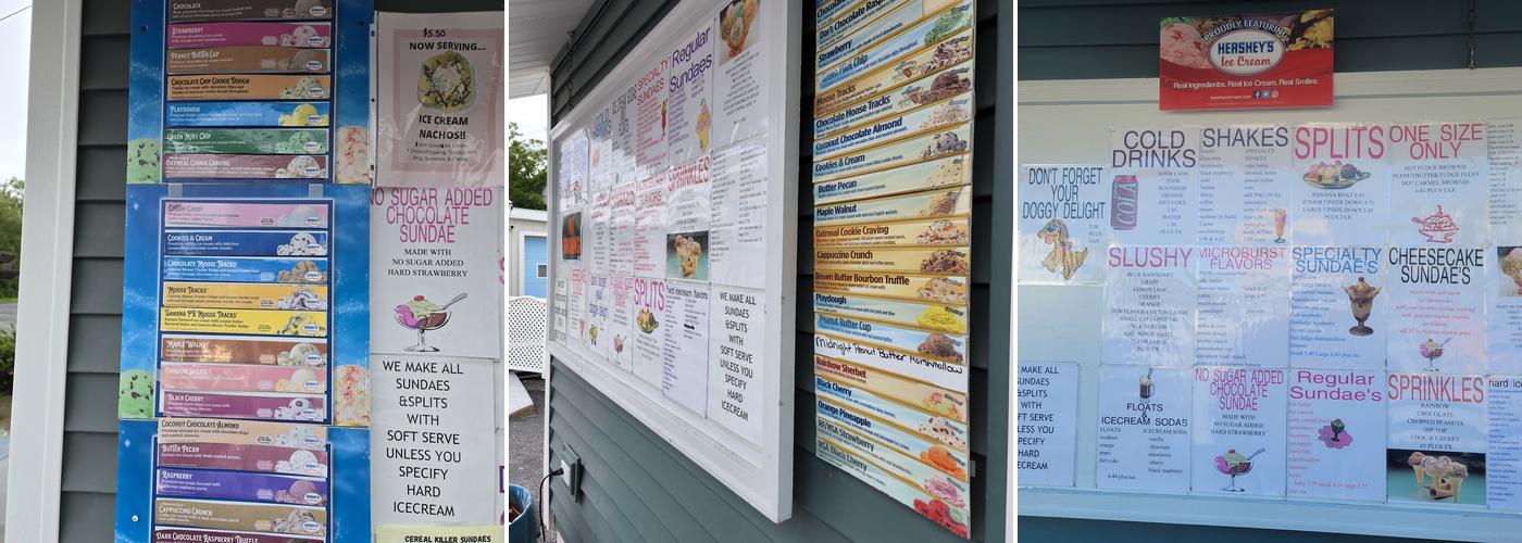 Felder's Ice Cream Menu