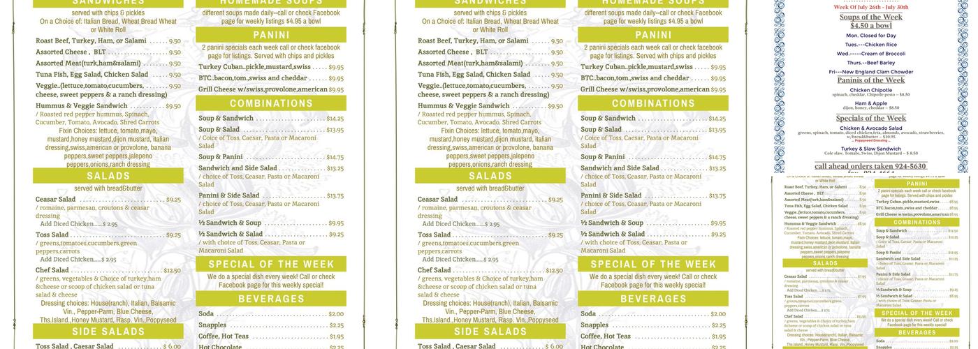 Sweet Times Bakery Menu