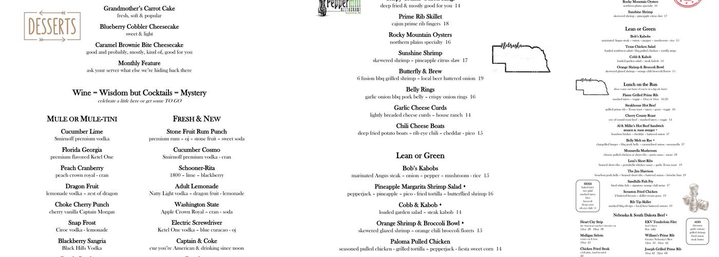 Peppermill Restaurant & EKV Lounge Menu