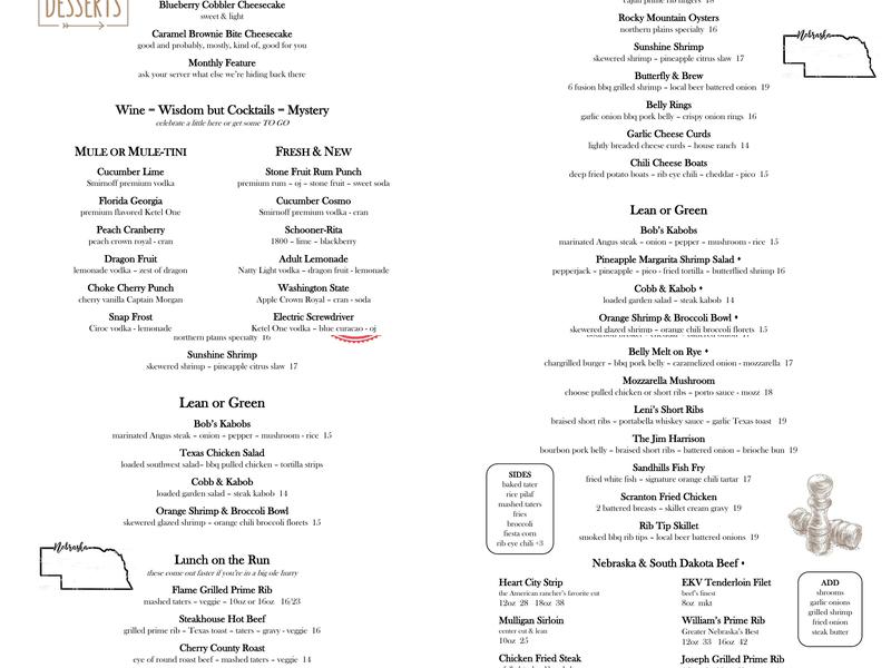 Peppermill Restaurant & EKV Lounge Menu