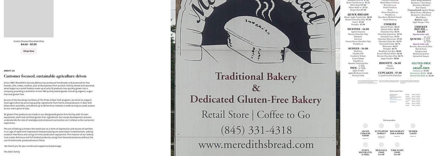 Meredith's Bread Menu