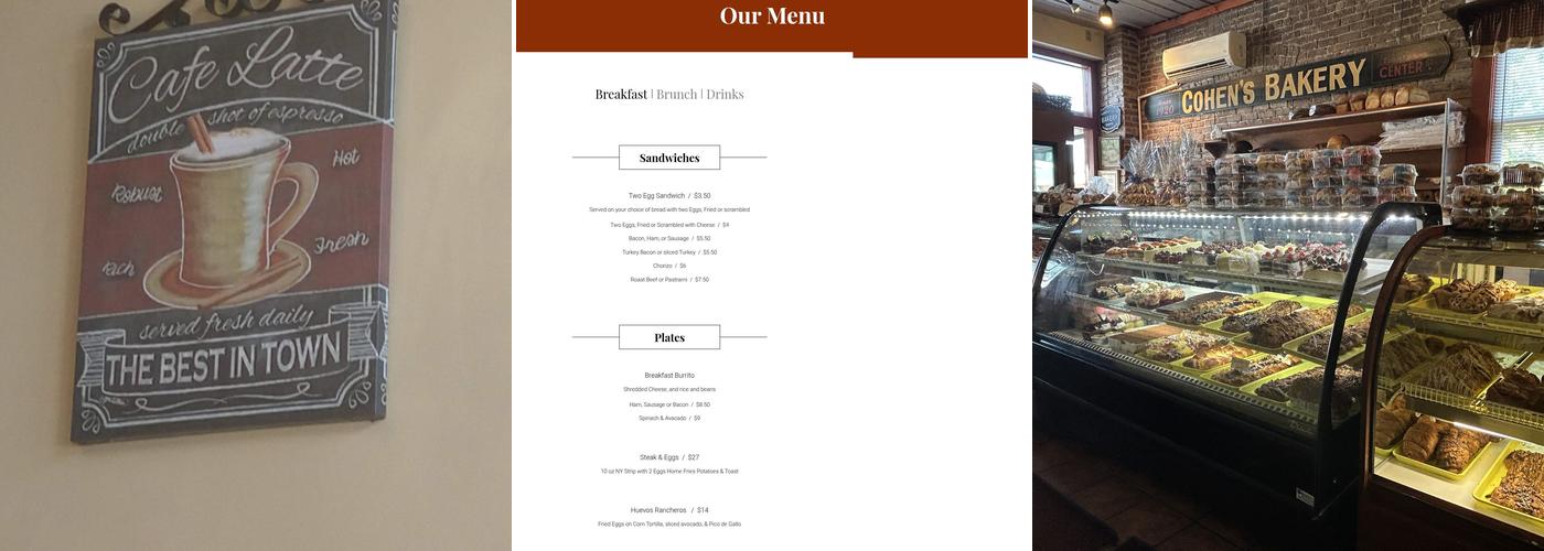 Cohen's Bakery Menu