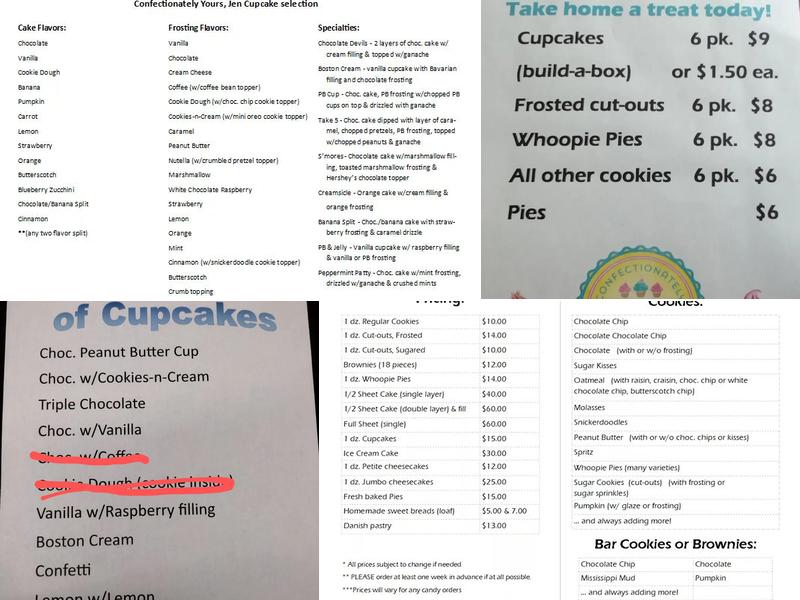 Confectionately Yours, Jen Menu