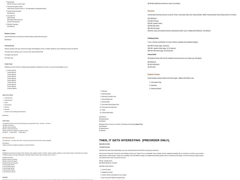 Case-Nic Cookies Menu
