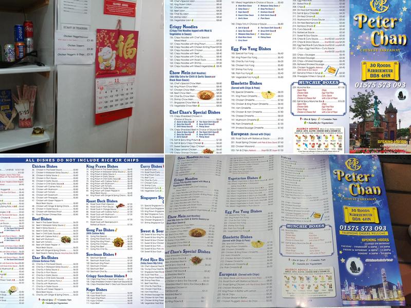 Peter Chan Chinese Take Away Menu