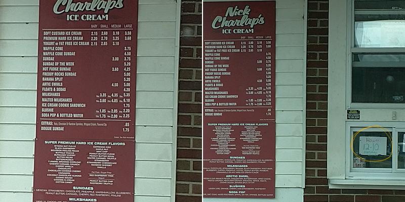 Angola Nick Charlap's Ice Cream Menu
