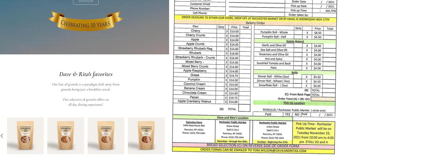Dave & Rita's Farm Market & Bakery Menu
