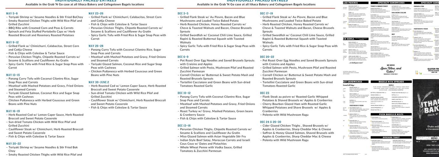 Ithaca Bakery Menu