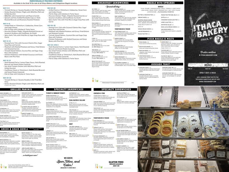 Ithaca Bakery Menu