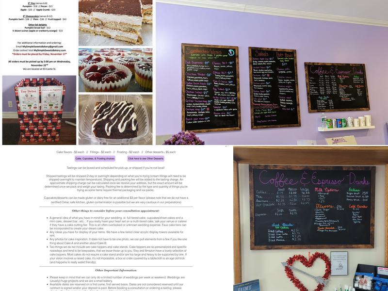 Simple Sweets Bakery Menu