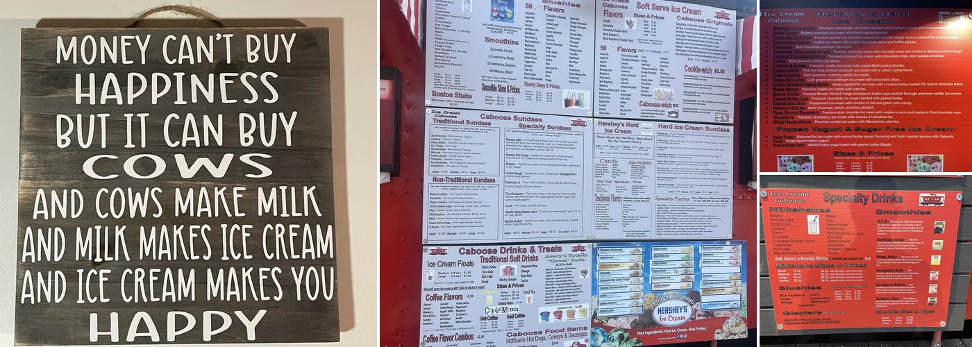Ice Cream Caboose Menu