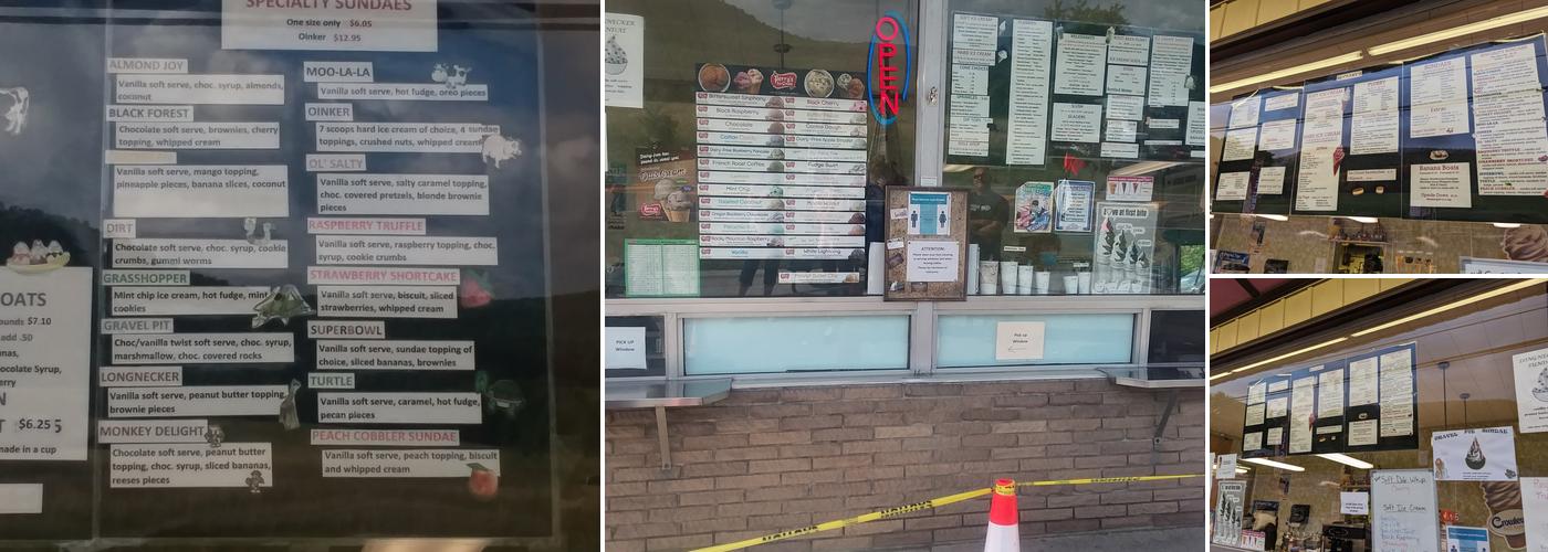 McClary's Ice Cream Stand Menu