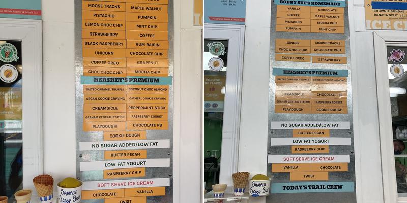Trails End Ice Cream Shop - Streetside Menu