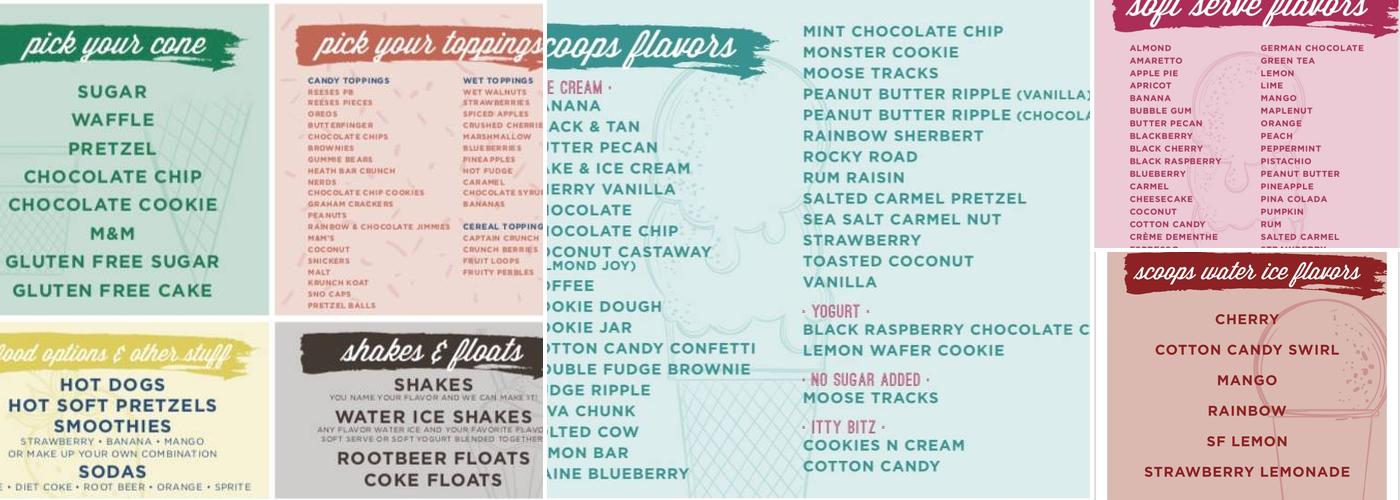 Scoops Menu