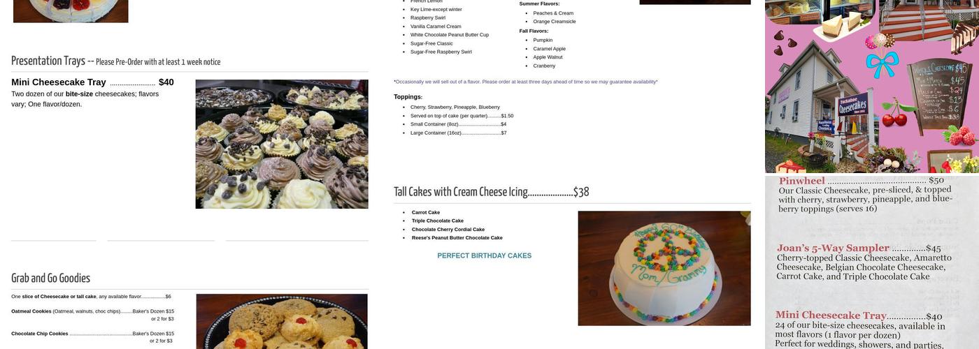 Tuckahoe Cheesecake Menu