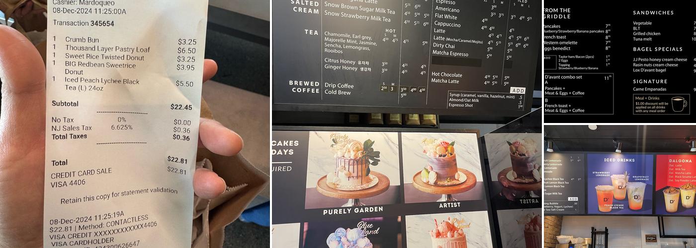 D'avant Bakery Menu