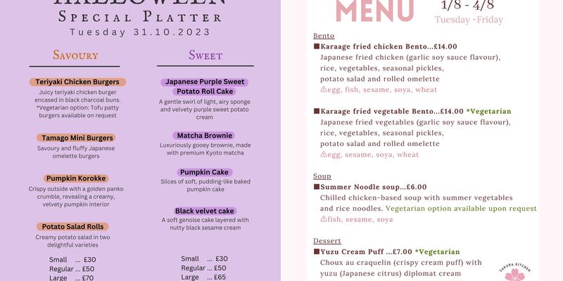 Sakura Kitchen Menu