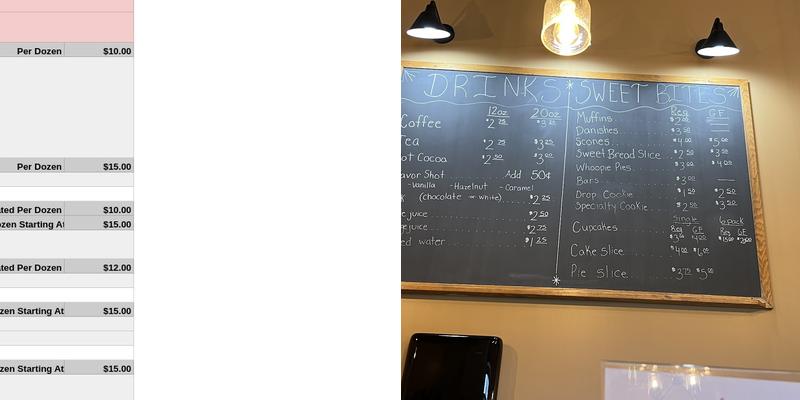 Missing Piece Bakery Menu