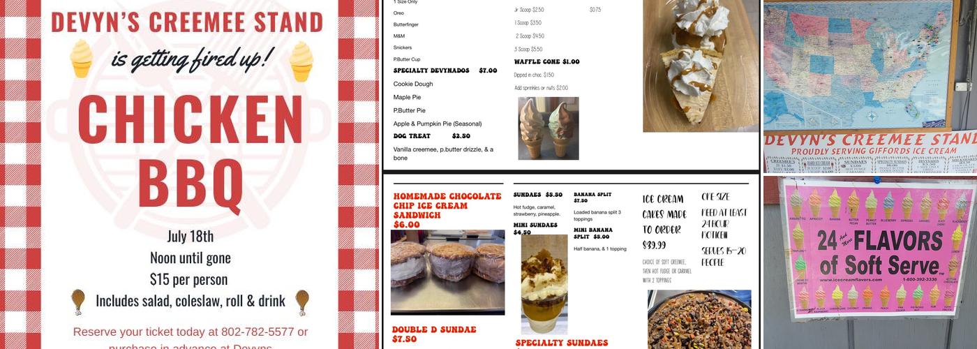 Devyns Creemee Stand Menu