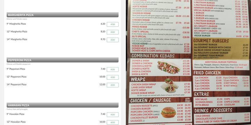 Alis Kebab House Menu