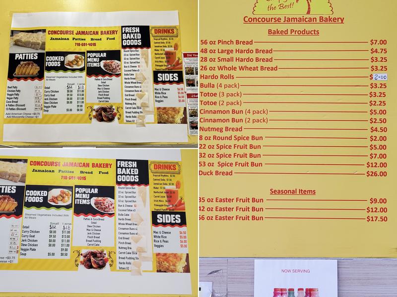 Concourse Jamaican Bakery Menu