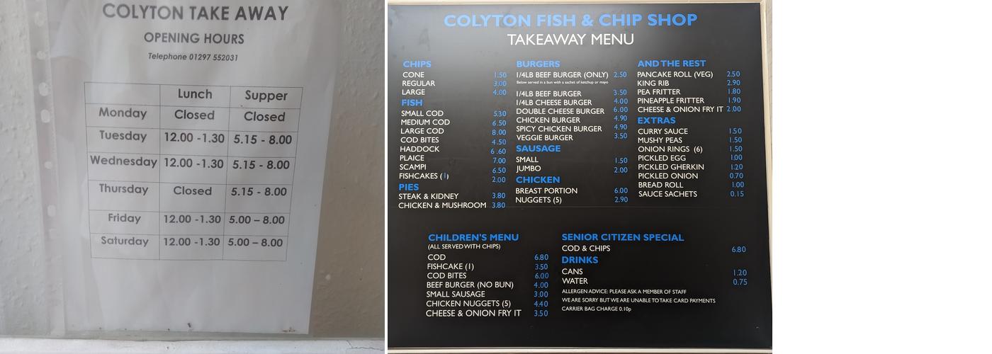 Colyton Takeaway Menu