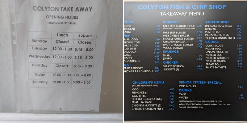 Colyton Takeaway Menu