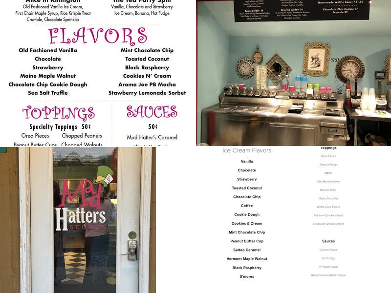 Mad Hatter's Scoops Menu