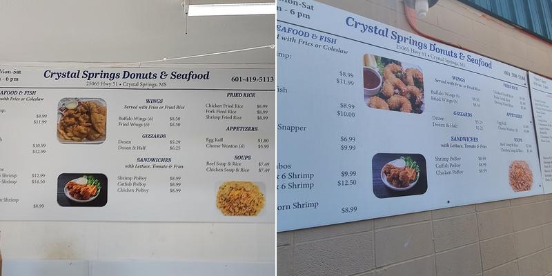 Crystal Springs Donut & Kolaches Menu