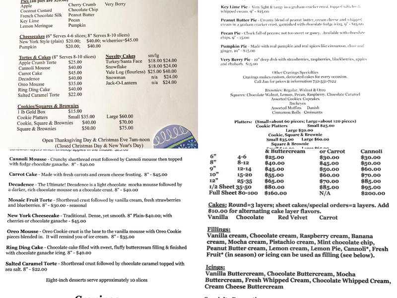Cravings Desserts Menu