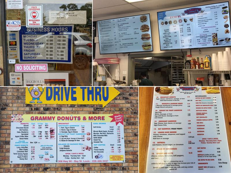 Grammys Donuts and More Menu