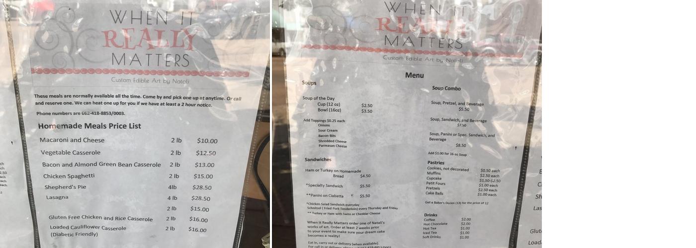 When It Really Matters Menu