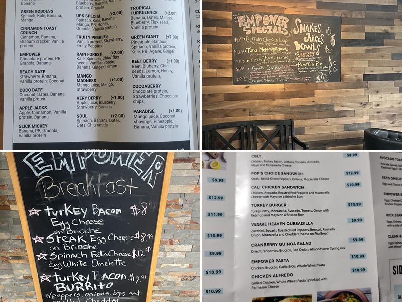 Empower Nutrition Supplements & Juice Bar Menu