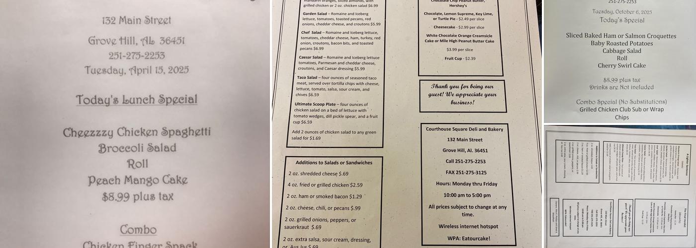 Courthouse Square Deli & Bakery Menu