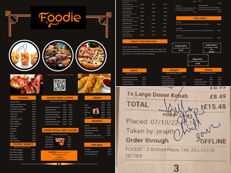 Foodie Delivery and Take away Menu