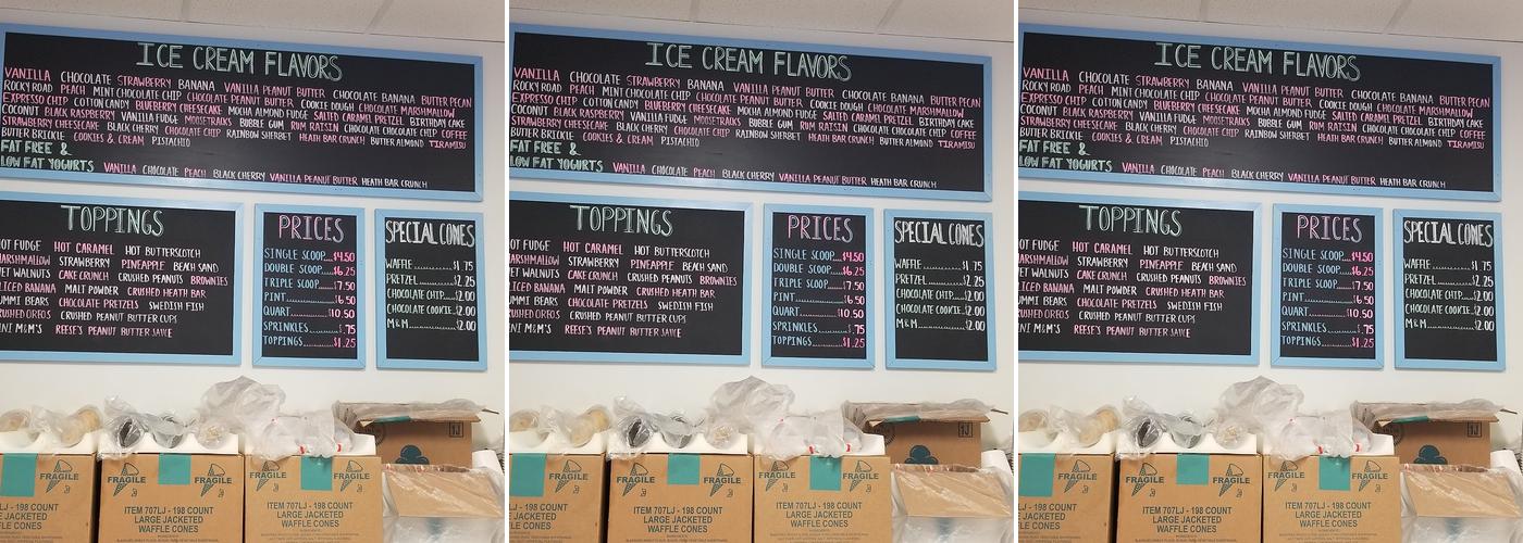 Big Dipper Menu