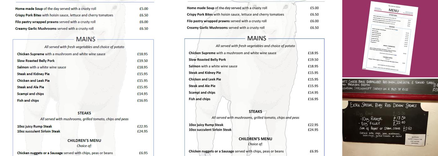 The Lamb Inn Menu