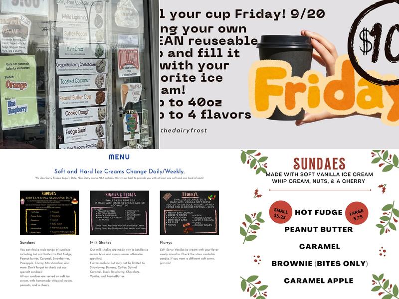 Dairy Frost Menu