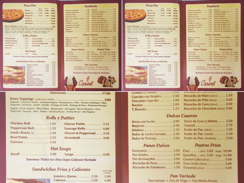 Floridita Bakery Inc Menu