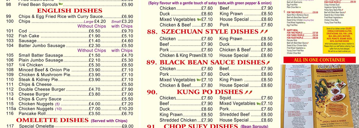 Welcome Kitchen Menu