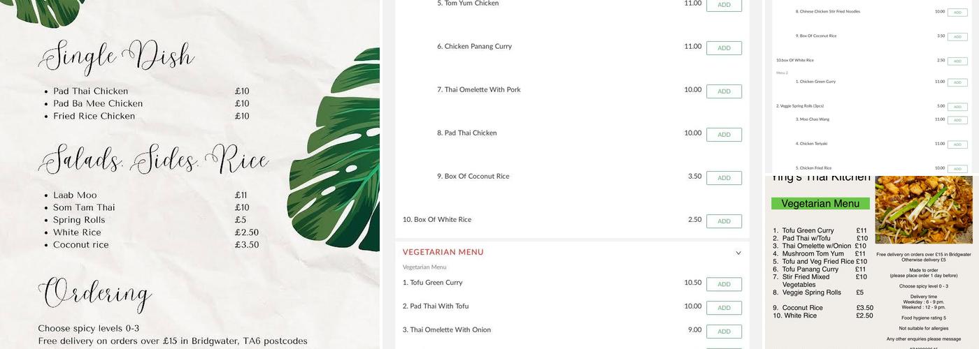 Ying’s Thai Kitchen Menu