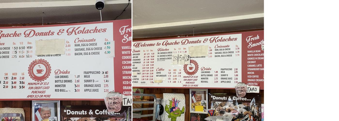 Apache Donuts & Kolaches #1 Menu