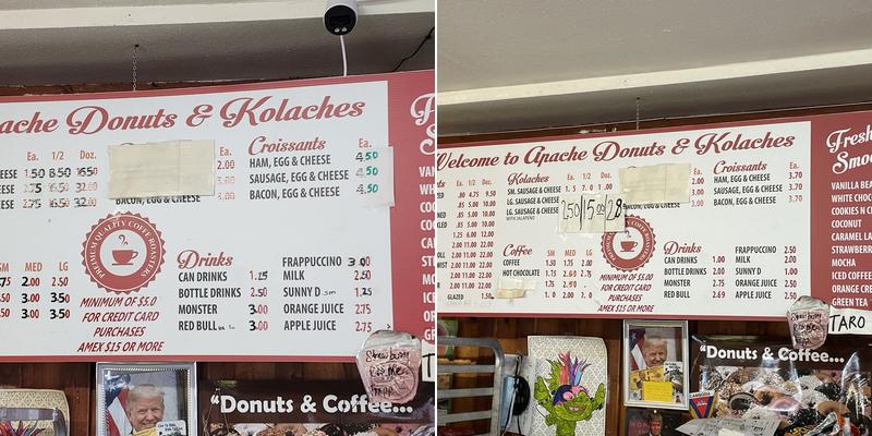 Apache Donuts & Kolaches #1 Menu