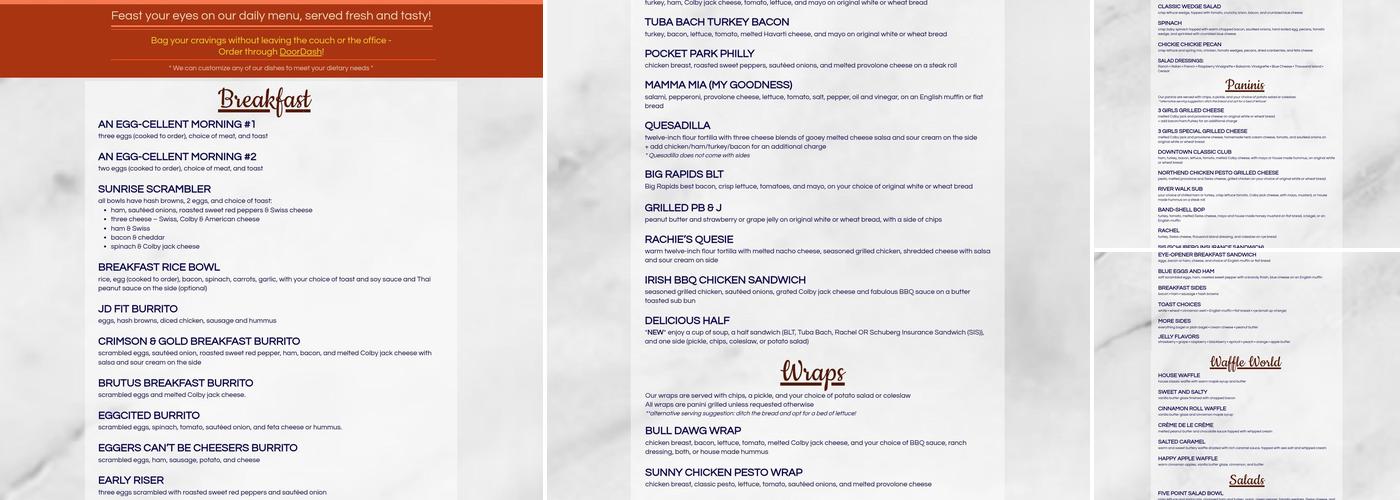 Three Girls Deli and Bakery Menu