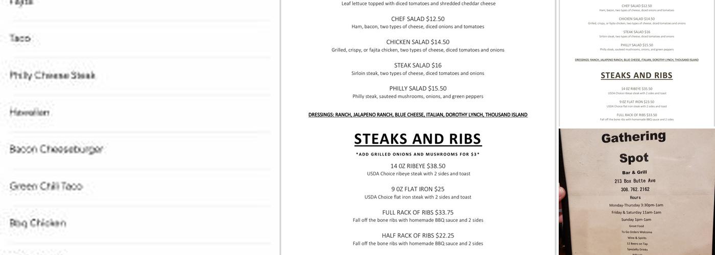 Gathering Spot Menu