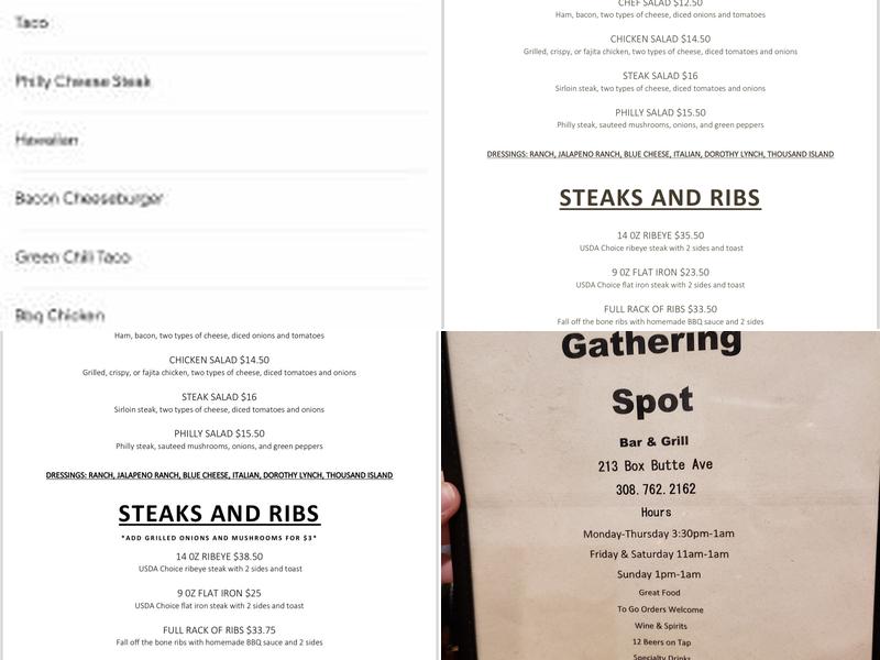 Gathering Spot Menu