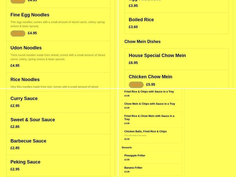 Chans Noodle Bar Menu