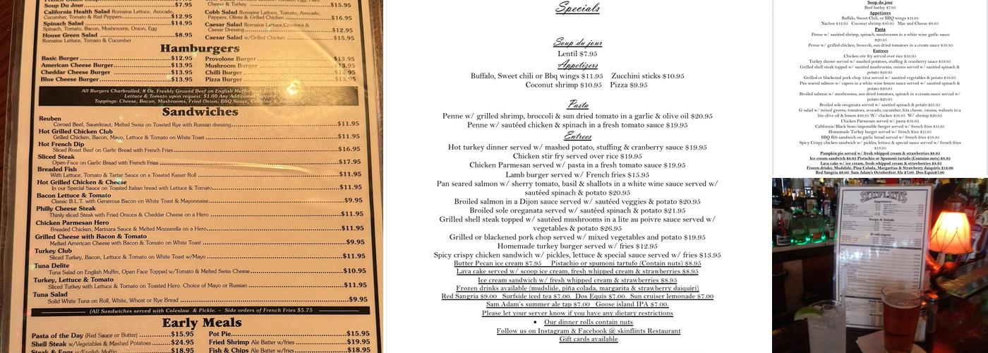 Skinflints Menu