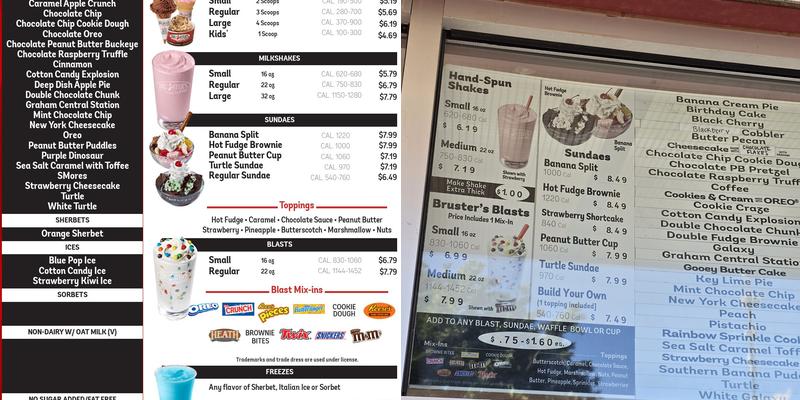 Bruster's Real Ice Cream Menu