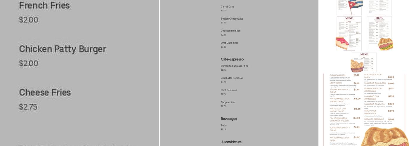 La Gran Via Bakery Menu